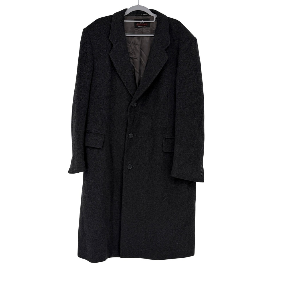 Di Benedetto Mens Grey Cashmere‎ Wool Blend Long Overcoat Made In Italy Size 44R